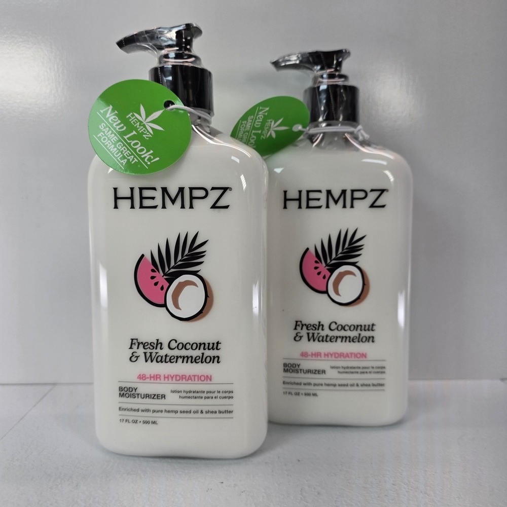 2 Pack Hempz Fresh Coconut & Watermelon Body Moisturizer 17oz 48-HR Hydration